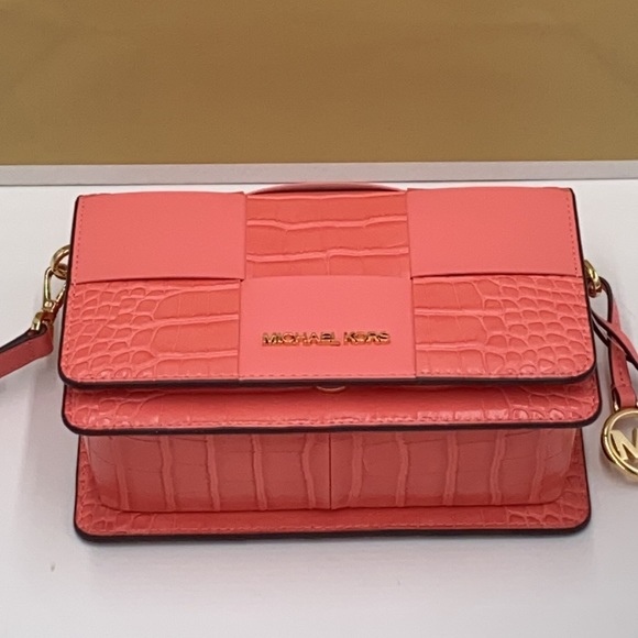MICHAEL KORS MERCER SMALL CLUTCH XBODY GRAPEFRUIT - Picture 10 of 16